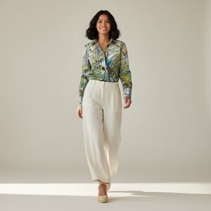 Hilton Hollis Abstract Landscape Button Down Shirt 8 Multicolor Artsy Casual